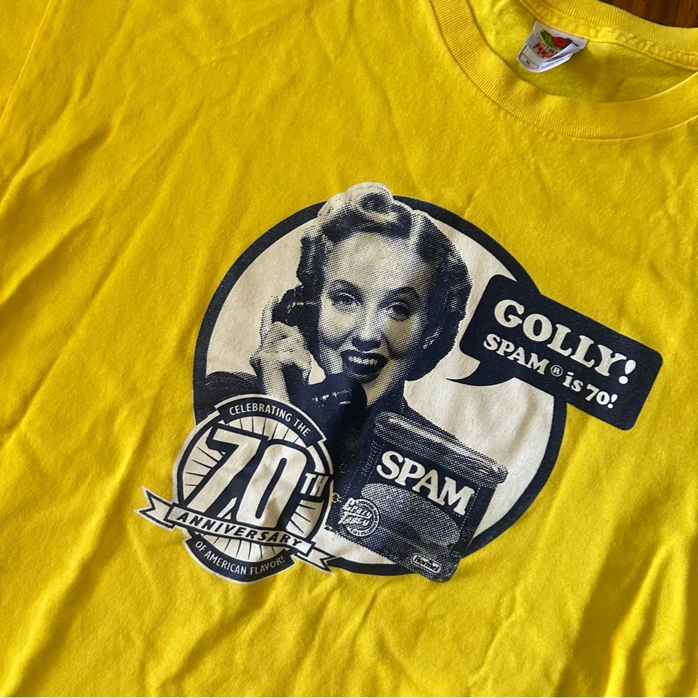 Y2K Vintage Retro Aesthetic Spam Neon Yellow Graphic Tee - Picture 12 of 12